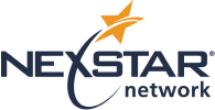 Nexstar network logo with navy text and an orange star above